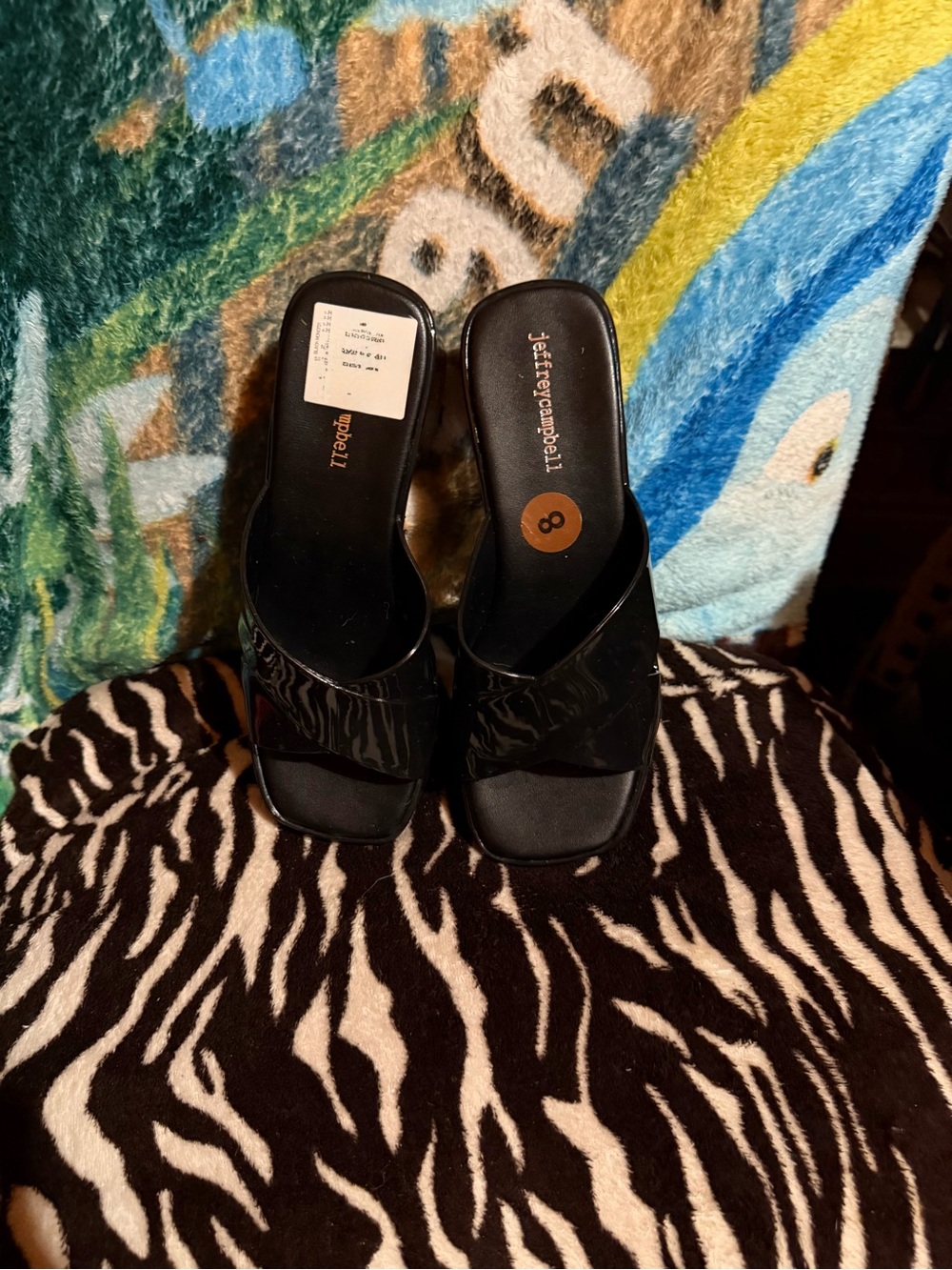 Jeffrey Campbell Black Patent Slide Mules